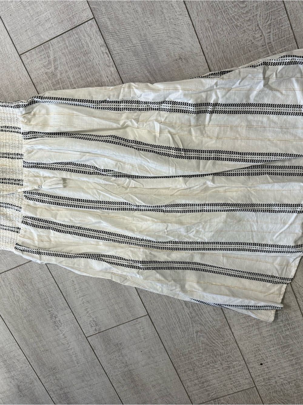Women's Cream & Black Striped halter Midi dress